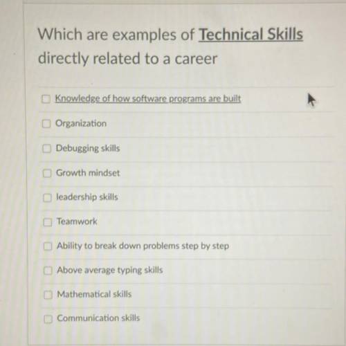 Which are examples of Technical Skills
directly related to a career?