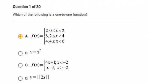 Which of the following is a one to one function.