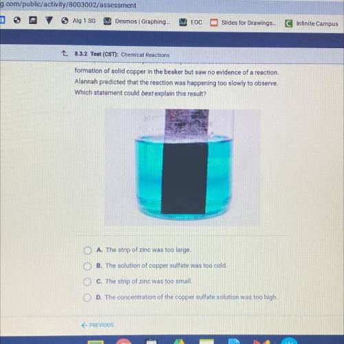 Alannah added a strip of zinc to a beaker containing a solution of copper

sulfate, as shown in th