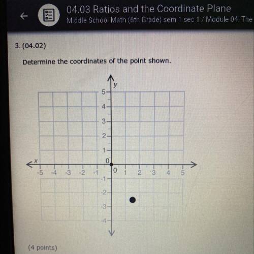 PLZ HELP ASAP NEED THIS 
Determine the coordinates of the point shown.