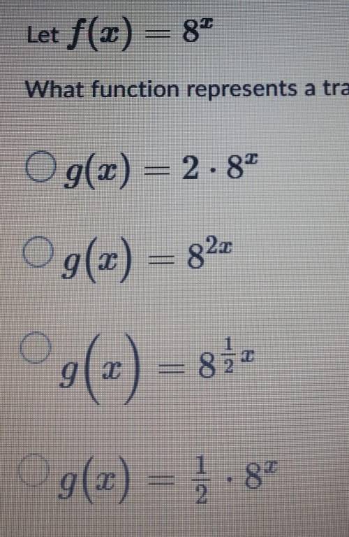 What function represents a transformation of f(x) by a vertical stretch with factor 2?