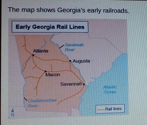 This map shows that by 1850, Georgia had more rail lines than any other Southern state. O rail line