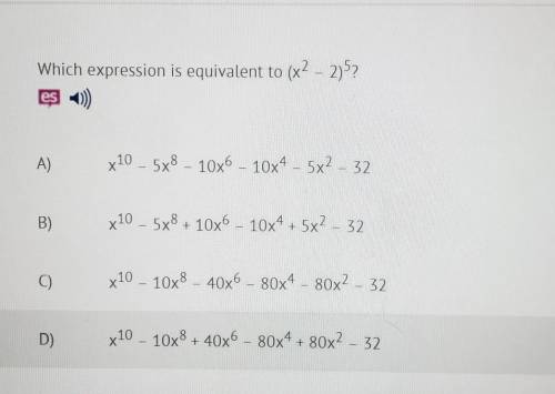 Which expression is equivalent to (x'2-2)'5