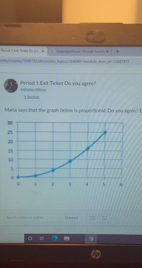 1 Section Maria says that the graph below is proportional. Do you agree? Explain