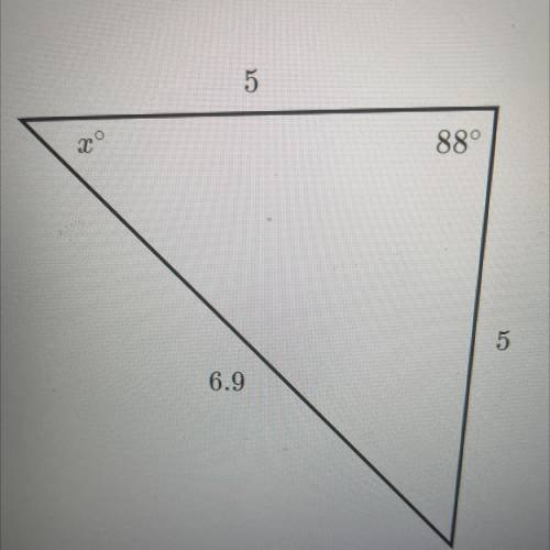 PLS HELP!!

Find the value of x in the triangle shown below
Don’t reply if u just want points we’r
