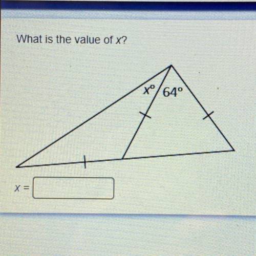 What is the value of x?
X° 64°