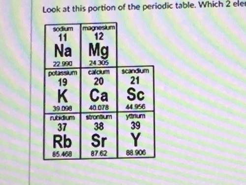 Look up this portion of the periodic table which two elements have the same properties as magnesium