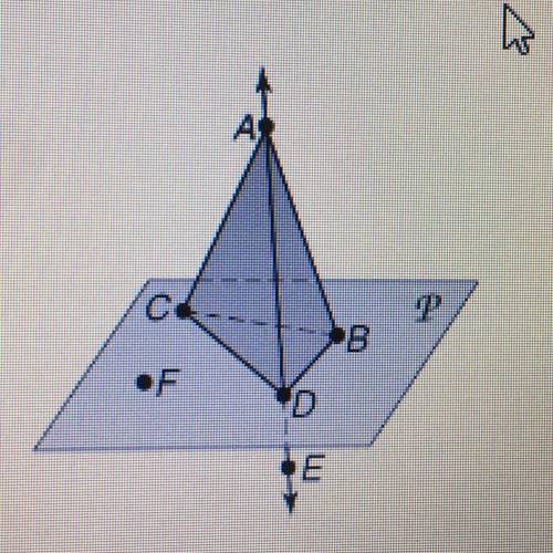 Which three points in the figure are collinear?

A. C, E, F
B. A, E, F
C. B, C, D
D. A, D, E