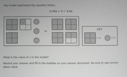 What is the value of x in the model? Record your answer and fill in the bubbles on your answer docu