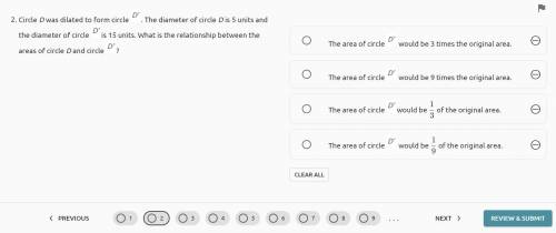 Circle D was dilated to form circle D prime. The diameter of circle D is 5 units and the diameter o
