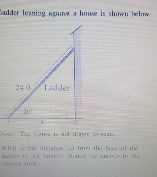 What is the distance (x) from the base of the ladder to the house?