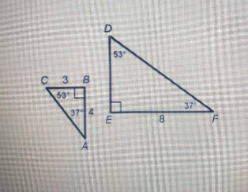 ΔABC is similar to ΔFED. Answer the questions to find the length of DF .

1. Which side in ΔFED do