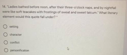 What literary element would this fall under (simile is not an option) first to answer gets brainlie