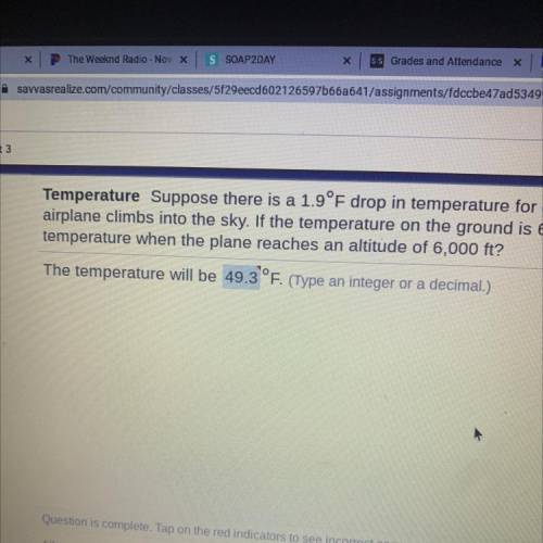 Temperature Suppose there is a 1.7°F drop in temperature for every thousand feet that an

airplane