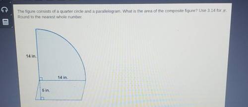 The figure consists of a quarter circle and a parallelogram. what is the area of the composite figu