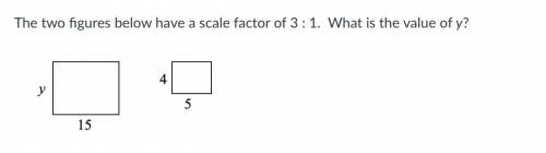 The two figures below have a scale factor of 3 : 1. What is the value of y?