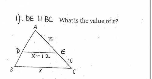 1). DE II BC What is the value of x?
A