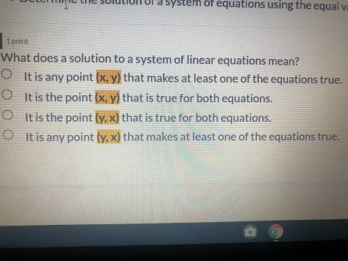 What does a solution to a system of linear equations mean?