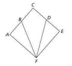 Trapezoid BCEF and trapezoid DCAF are congruent, and both have area 6.5 ft2. BCDF is a kite with CF
