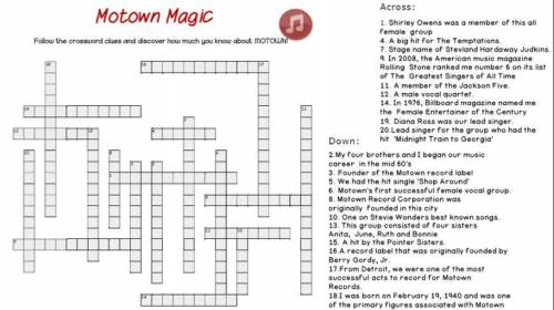 Can someone please help me with this crossword for motown?