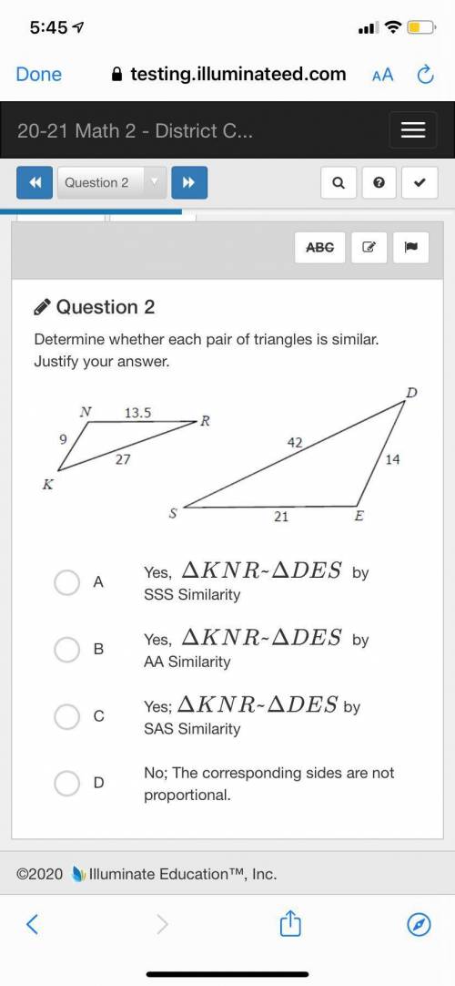 Determine whether each pair of triangles is similar. justify your answer