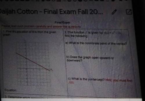 2. The function is given by f(x) = x - 2x, find the following