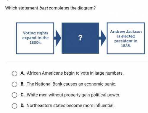 PLEASE HELPPPPP

Which statement best completes the diagram? 
Voting rights expand in th