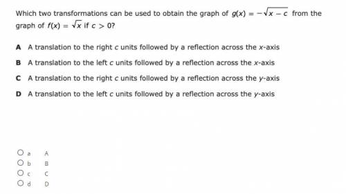 Which two transformations can be used to obtain...
Please show work/give reasoning