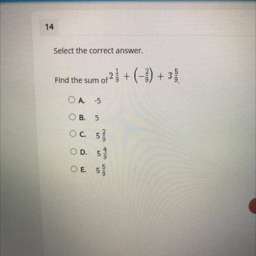 Find the sum then select the correct answer