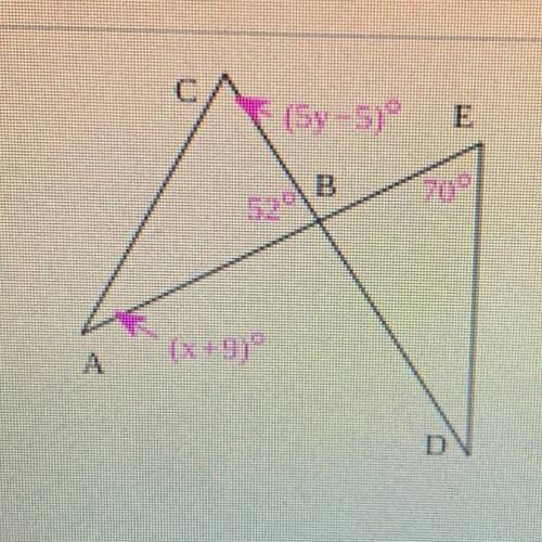 WILL GIVE BRAINLIEST!
If Triangle ABC ≈ Triangle DBE, find the value of x.