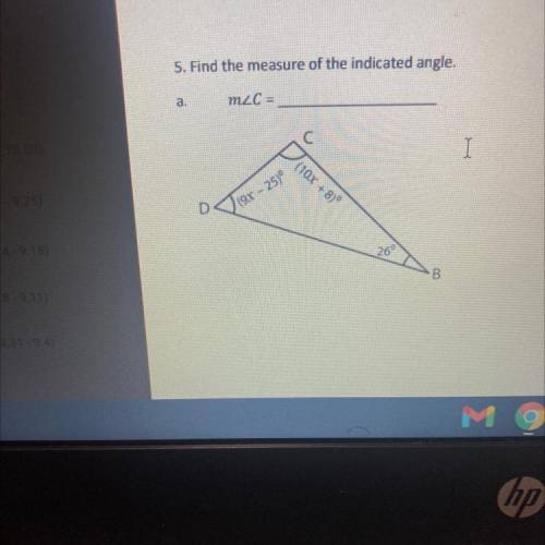 5. Find the measure of the indicated angle.