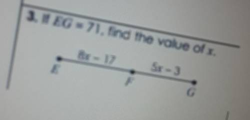 If EG=71 , find the value of x
