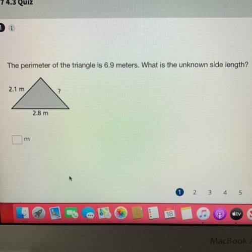 The perimeter of the triangle is 6.9 meters. What is the unknown side length?
