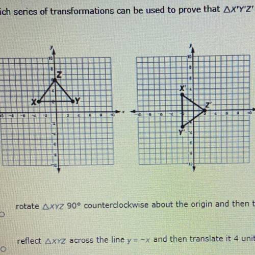 Which series of transformations can be used to prove that AXYZ is congruent to AXYZ, as shown by th