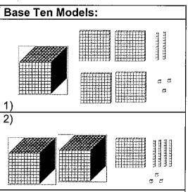 Match each base ten model to the correct standard form.