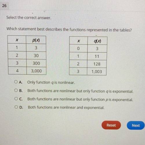 I WILL GIVE YOU BRAINLIEST PLEASE HELP which statement best describes the functions represented