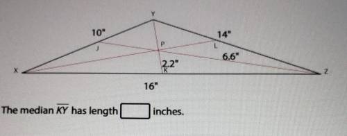 The diagram shows XYZ, which has side lengths 10 inches, 14 inches and 16 inches. The diagram also