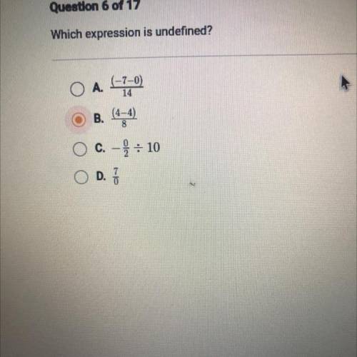 I need help !!..Which expression is undefined