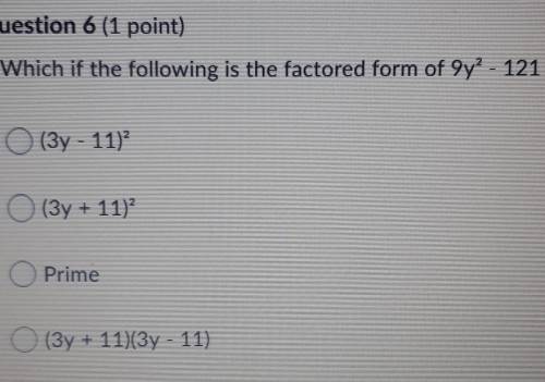 Which of the following is the factored form of 9y2-121