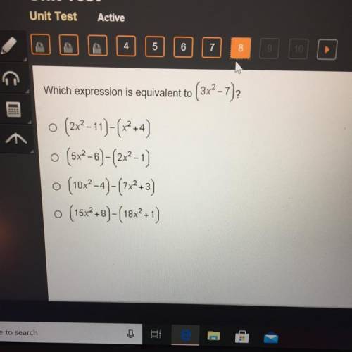 Which expression is equivalent to (3x2-7)