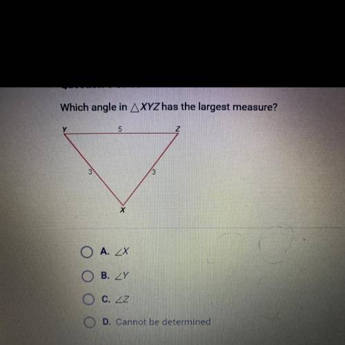 Which angle in XYZ has the largest measure?