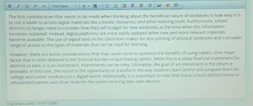 Armand has written a draft essay comparing his print textbooks to digital textbook his purpose is t