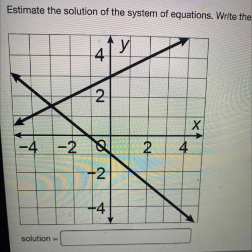 SOMEONE HELP ME ASAP!

Estimate the solution of the system of equations. Write the answer as an or