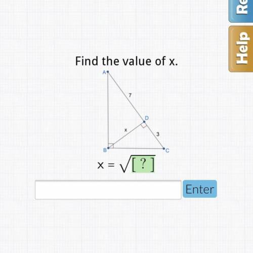 Find the value of x similarity in right triangles