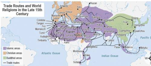 Which of the following contributed to the development of the trans-Saharan routes shown in the map?