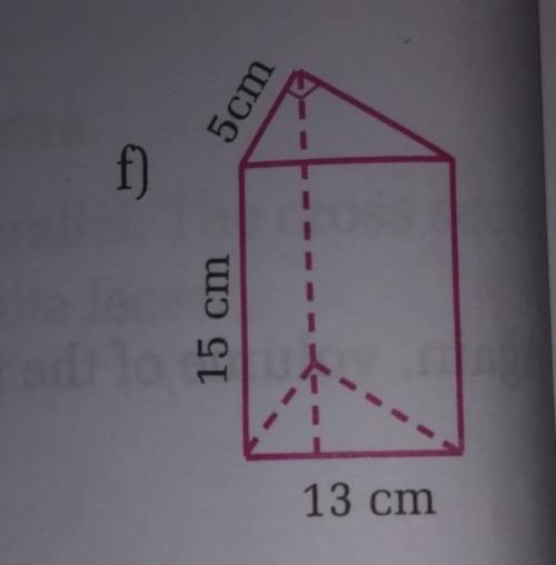 Find the area of cross section,the lateral surface area,the total surface area and volume of the fo