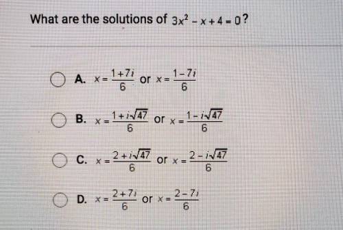 What are the solutions of 3x? - x +4- 0 ?

please awnser this ASAP i will award 20 POINTS