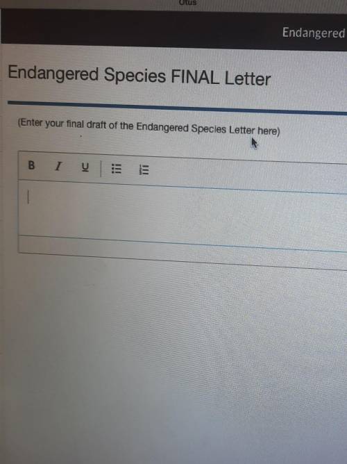 CAN you please help me with this Endangered Species Final letter