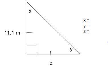Find the length of each missing side and each missing angle in the isosceles triangle below.