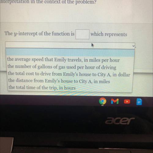 Emily is going to drive from her house to City A without stopping. An equation that

determines Em